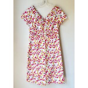 Boden Regatta Dress Size 8 Pink Olive Branch Print Boho Cottage Core Pleated